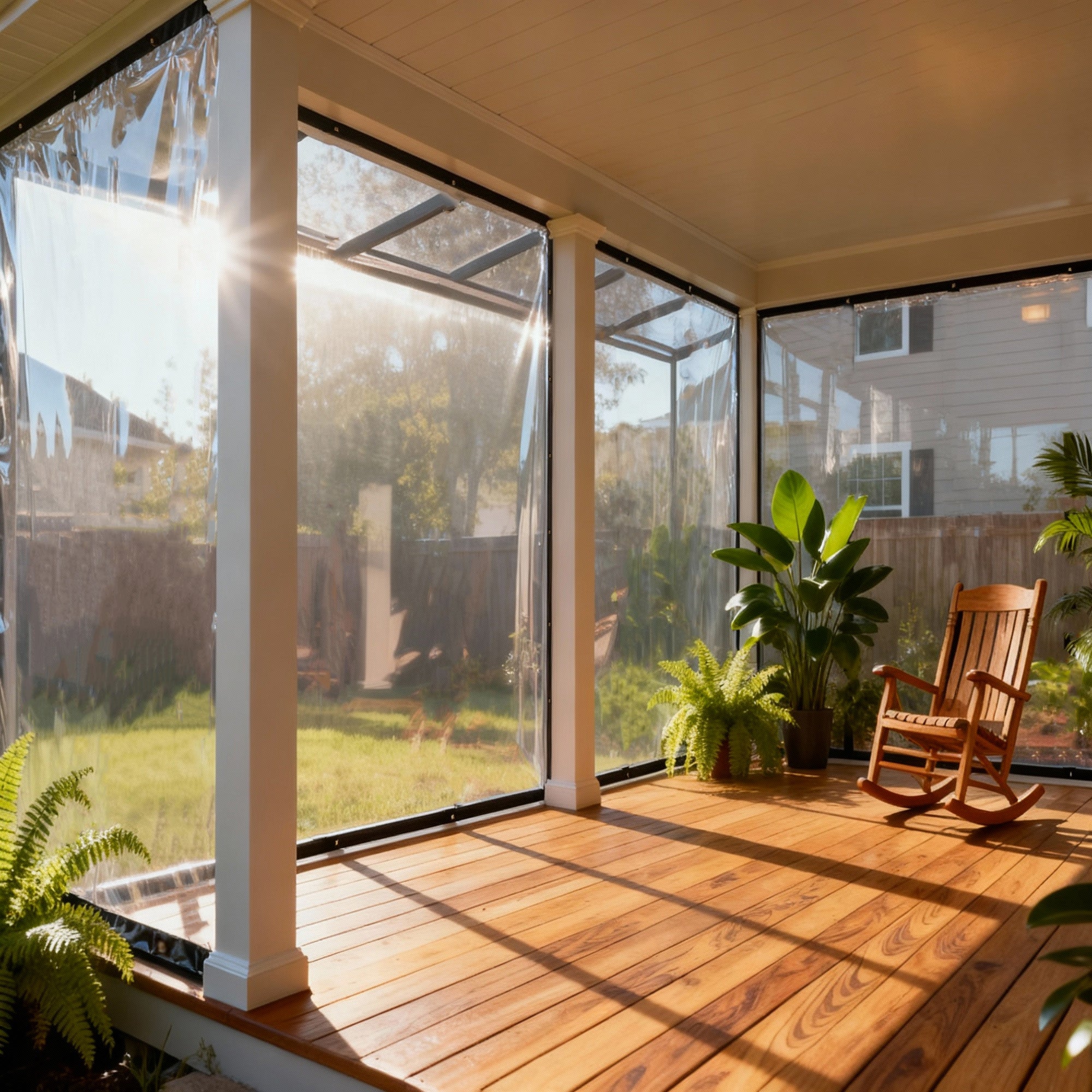 Transparent PVC Terrace Screen 0.35mm Thick Waterproof Windproof with Eyelets | Cover for Canopy Gazebo Veranda | Sansoti