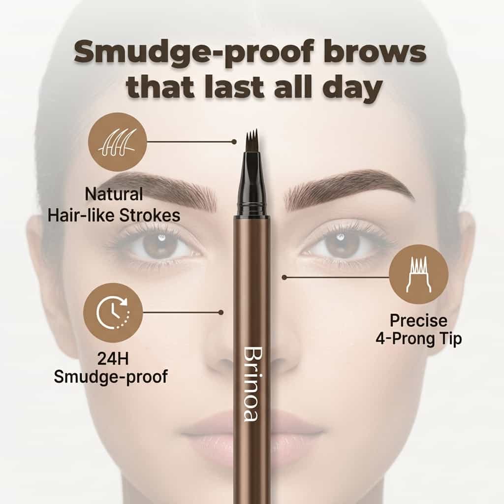 Wenkbrauwpotlood Watervast Micro Precisie Haarlijn Strokes Langhoudend 12 Uur Natuurlijk Effect Make-up | Sansoti