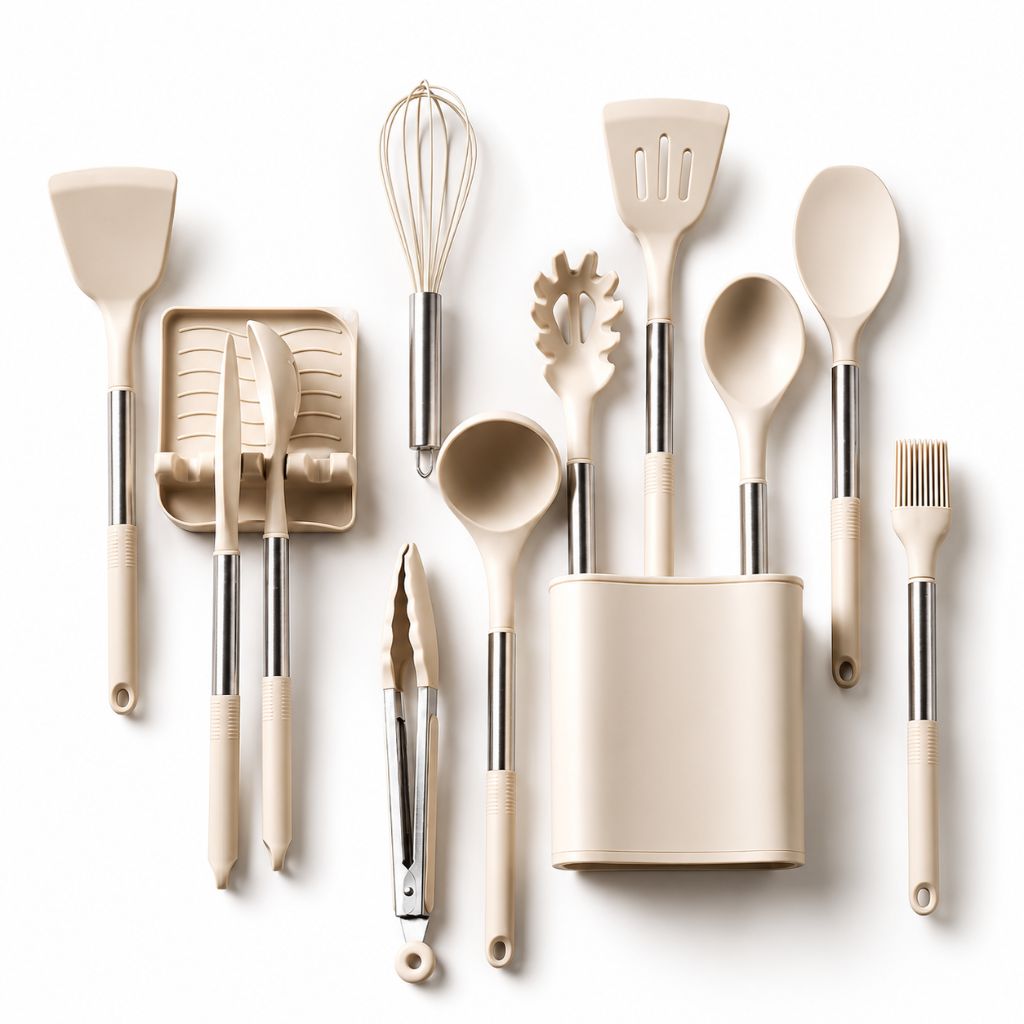 13-Piece Silicone Kitchen Utensil Set with Storage Holder, Heat-Resistant, BPA-Free, Non-Stick and Batter-Resistant | Sansoti