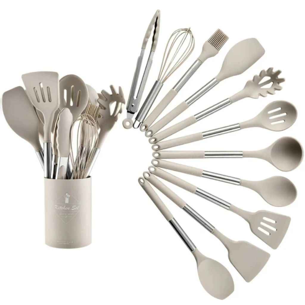 13-Piece Silicone Kitchen Utensil Set with Storage Holder, Heat-Resistant, BPA-Free, Non-Stick and Batter-Resistant | Sansoti