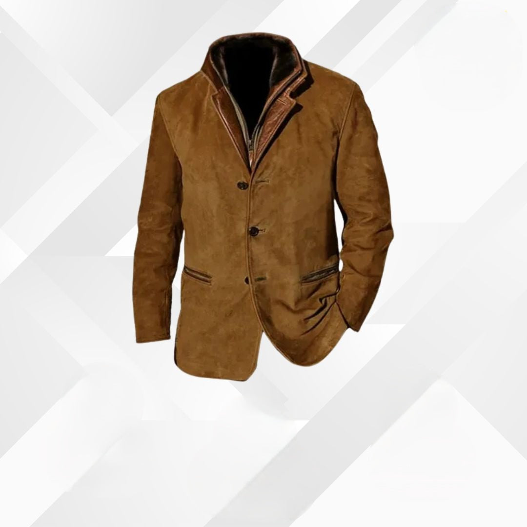 Men’s autumn jacket, suede blazer with collar detail, charcoal, navy blue, mustard, casual lightweight fall jacket | Sansoti