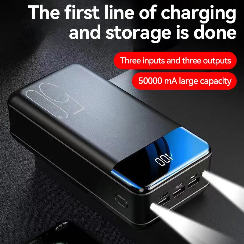 Krachtige Powerbank 50000 mAh met 3 Ingangen en 3 Uitgangen – Onderweg Altijd Stroom | Sansoti