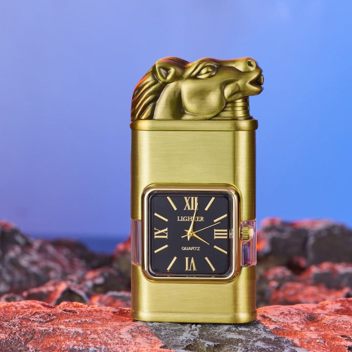 Decoratieve Aansteker met Ingebouwde Klok – Verstelbare Vlam en Luxe Motiefkeuze | Sansoti