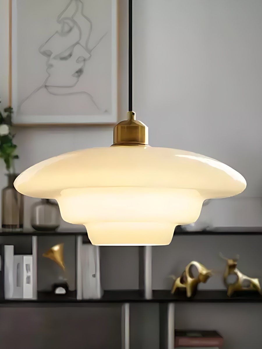 Glazen Hanglamp met Gelaagd Design – Melkwit Matglas voor Eetkamer en Woonkamer | Sansoti