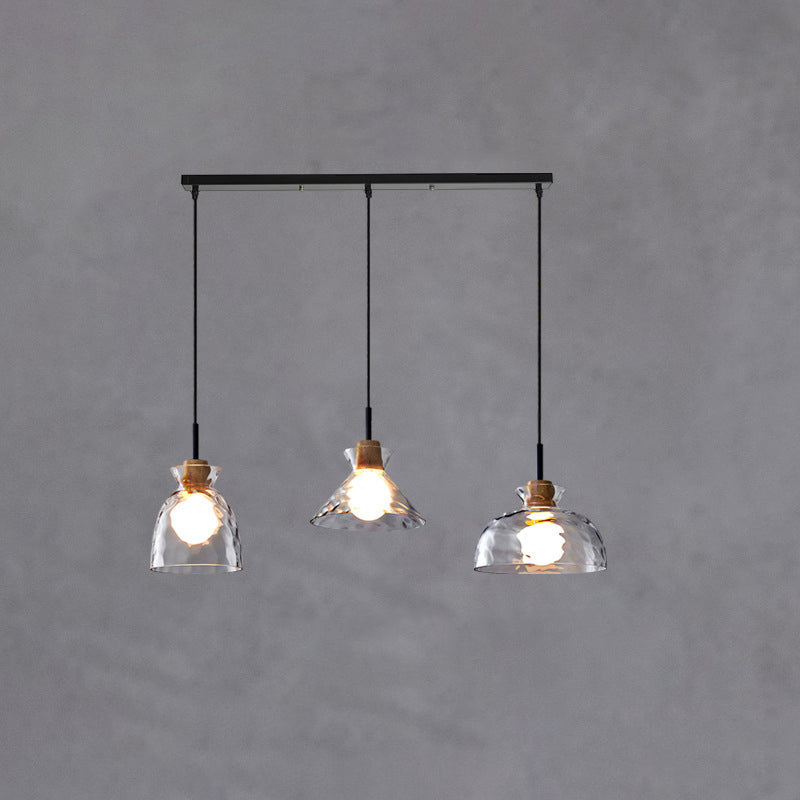Hanglamp Glas Hout Transparant E26 Woonkamer Slaapkamer Eetkamer Pendellamp Glazen Kap Bell Cone Bowl Industrieel Retro | Sansoti