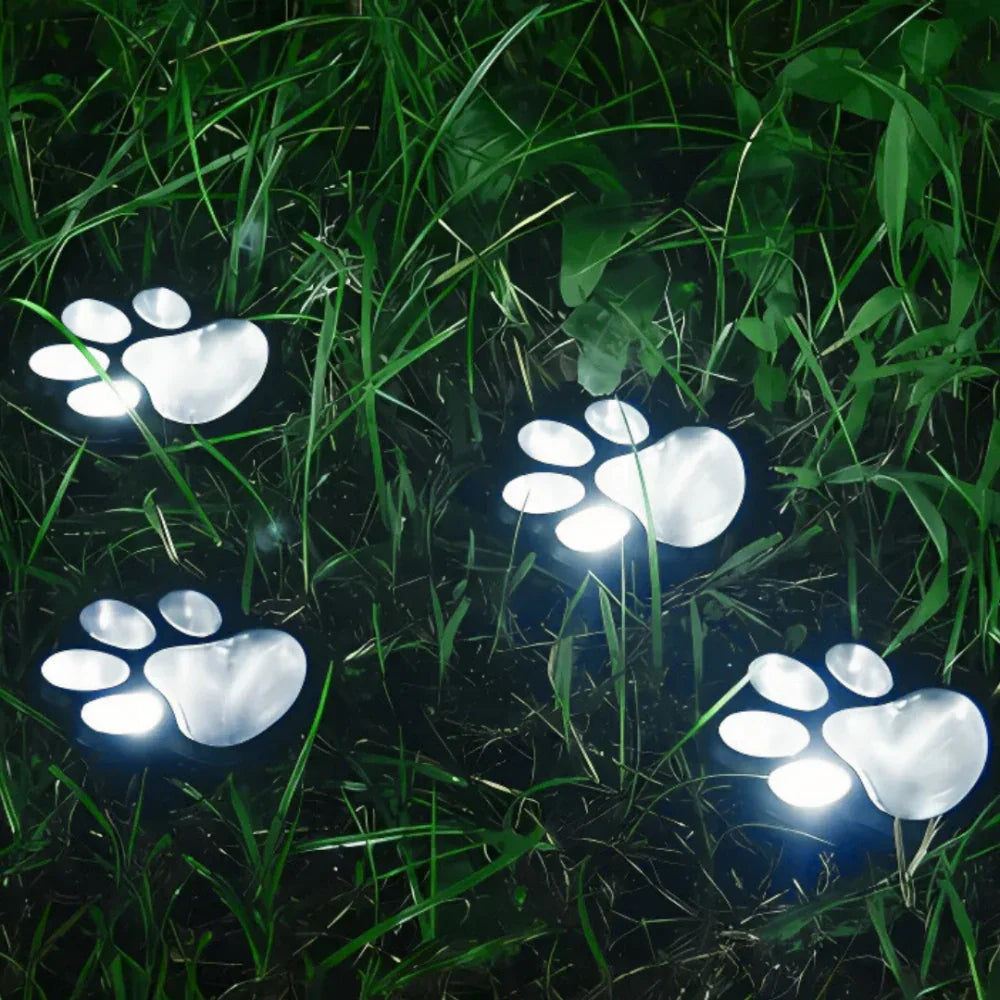 Solar Garden Lighting Paw Print Shaped LED Warm White Decorative Path Light for Outdoor | Sansoti