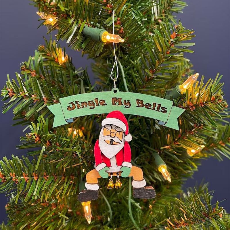 Weihnachtsbaumanhänger mit Glöckchen Humorvolle Festtagsfiguren Handbemaltes Harzornament für den Tannenbaum | Sansoti