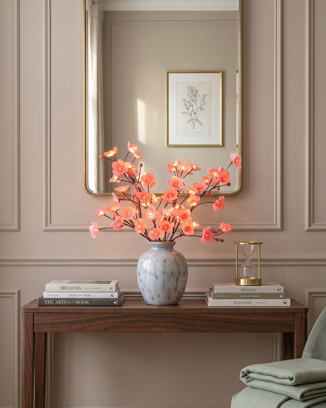 Decoratieve LED Verlichtingstak met Natuurlijke Bloesemvorm 70cm – Flexibele Sfeerverlichting voor Vazen en Schoorsteenmantels | Sansoti