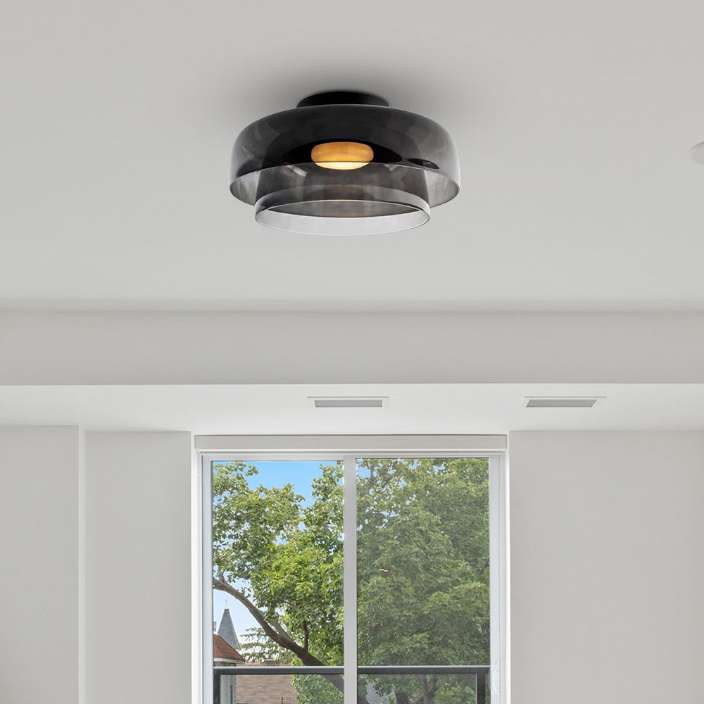 Design Glazen Plafondlamp met Gelaagde Structuur — Elegant Lichtspel voor Eetkamer, Woonkamer en Slaapkamer | Sansoti