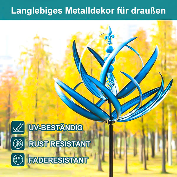 Tuinwindmolen Draaibaar Metaal Weervaan Vogel Design Blauw Rood 90cm voor Terras Tuin Balkon Decoratie | Sansoti