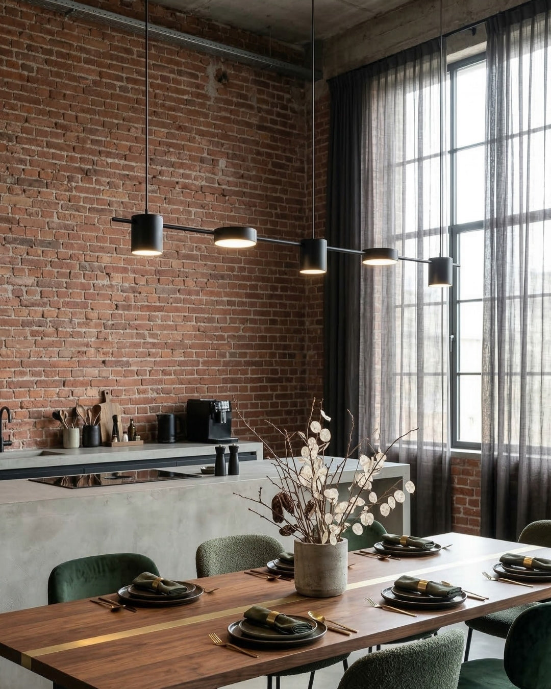 Lineaire LED Hanglamp Helios – Moderne Verlichting met Metaal en Acryl voor Eetkamer en Woonkamer | Sansoti