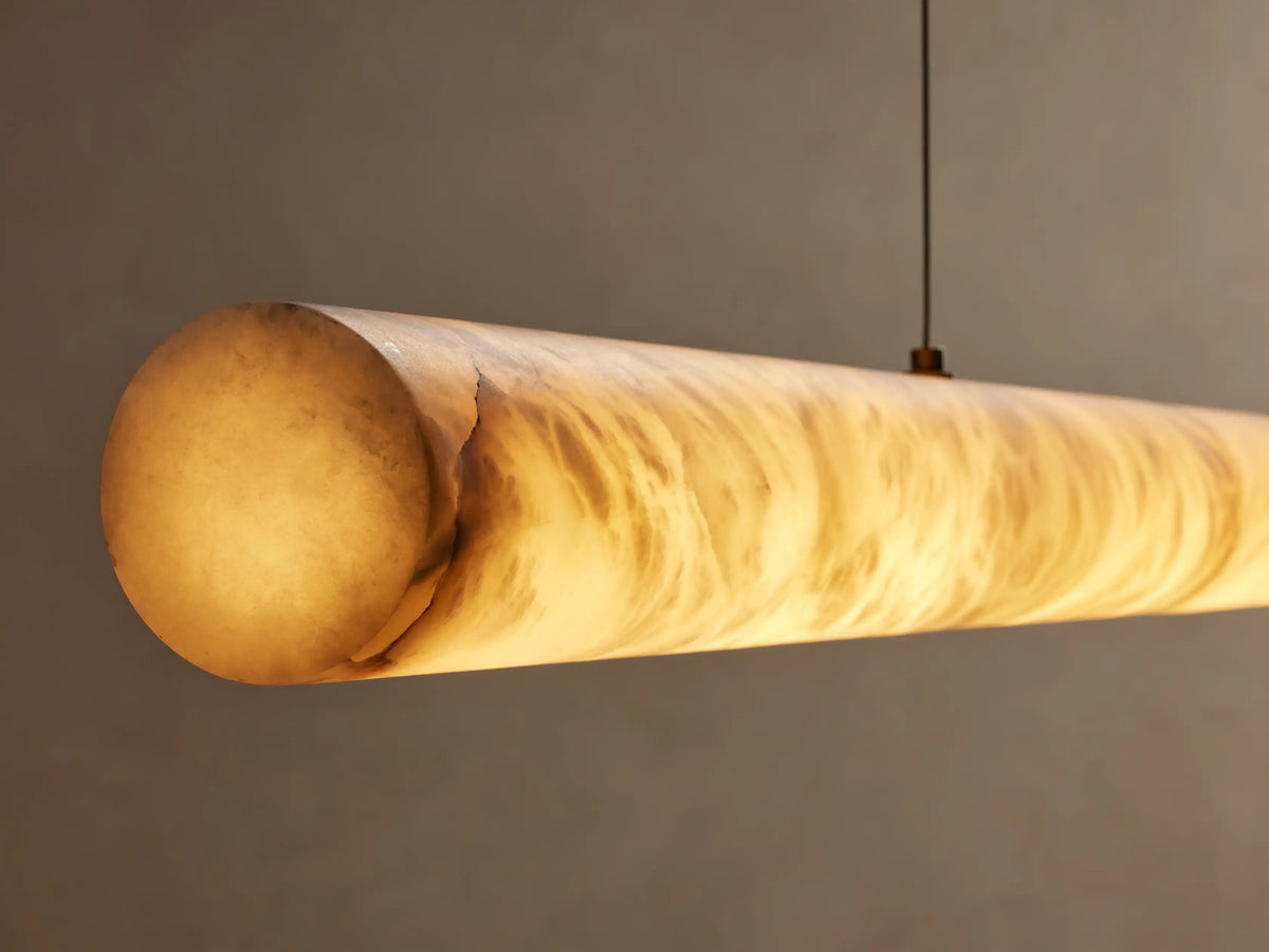 Lineaire Albast Kroonluchter 163cm Geïntegreerde LED Dimbaar Hanglamp Natuursteen Eetkamer Woonkamer Design | Sansoti