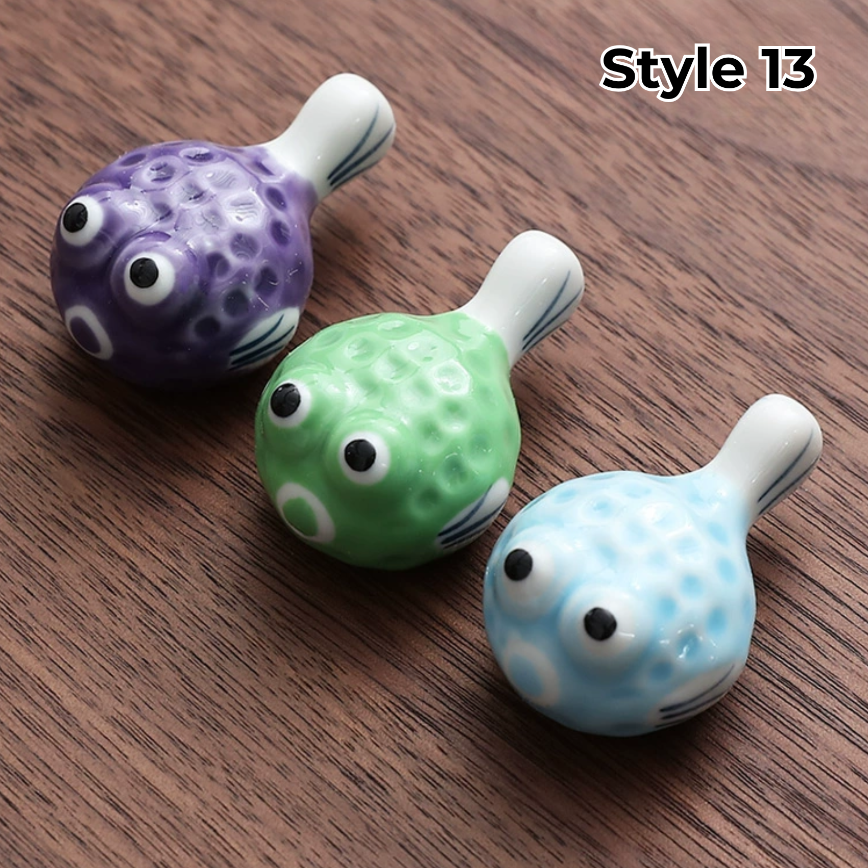 Ceramic Chopstick Rest with Animal and Fruit Motifs – Set of 3 | Sansoti