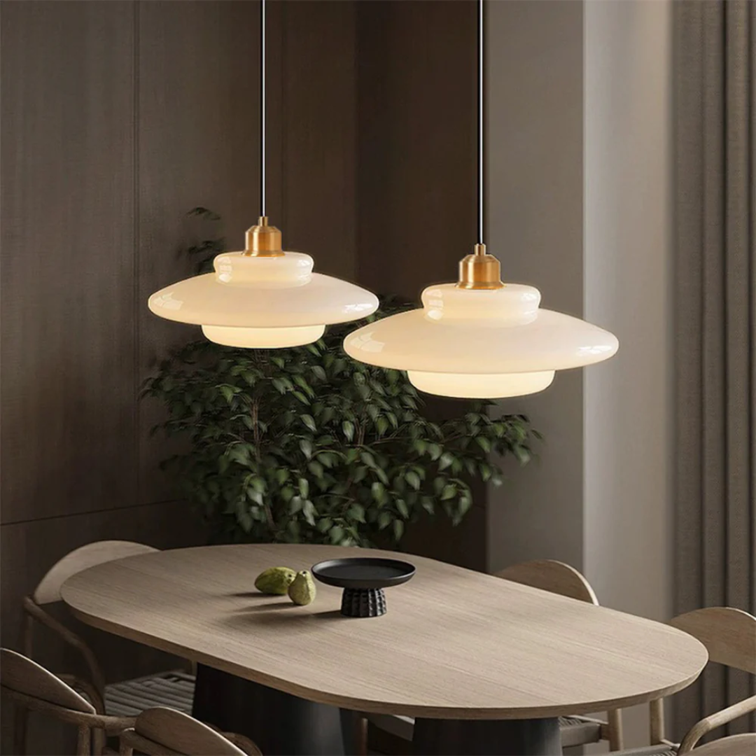 Hängelampe Glas E27 Gold Rund Wohnzimmer Esstisch Küche Organisches Design Stimmungslicht Modernes Interieur | Restfield