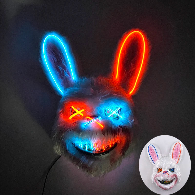 Oplichtend LED Neon Masker Beer Konijn Horror Halloween Griezelfeest Verkleedkostuum Spookhuis Party Decoratie | Sansoti