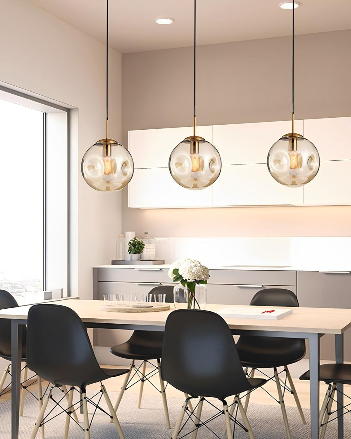 Glazen Hanglamp Bol met Structuur Grijs Bruin Rood Groen Amber Eetkamer Woonkamer | Sansoti