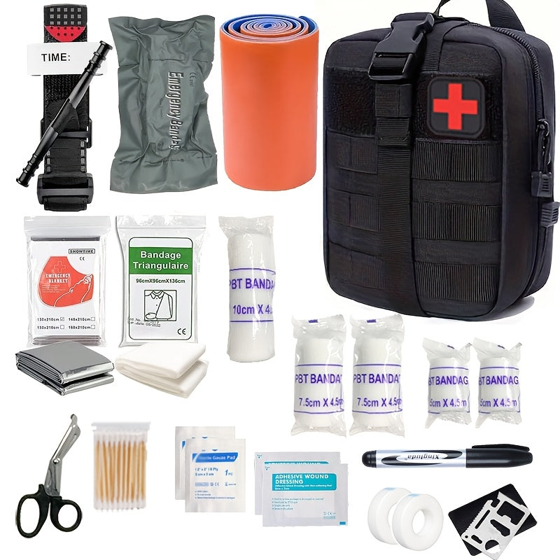 EHBO Kit Compleet Tourniquet Kunststof Textiel Zwart Outdoor Reizen Survival Verbanddoos Eerste Hulp Set Compact | Sansoti
