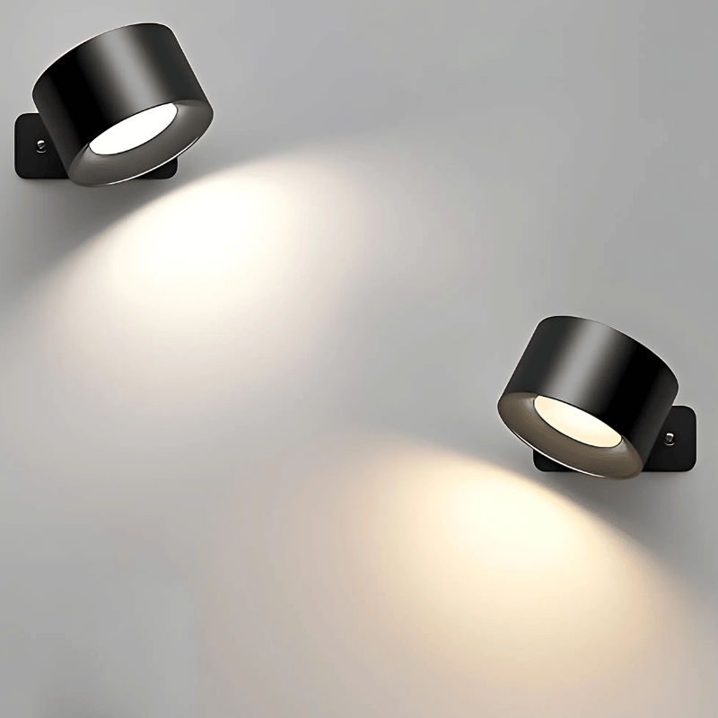 LED Wandlamp Draadloos met Accu en 360° Draaifunctie | Compact Design voor Woonkamer, Slaapkamer, Leeshoek, Hal | Instelbare Kleurtemperatuur Warmwit Neutraalwit Koudwit | Oplaadbare Verlichting 2000mAh | Sansoti