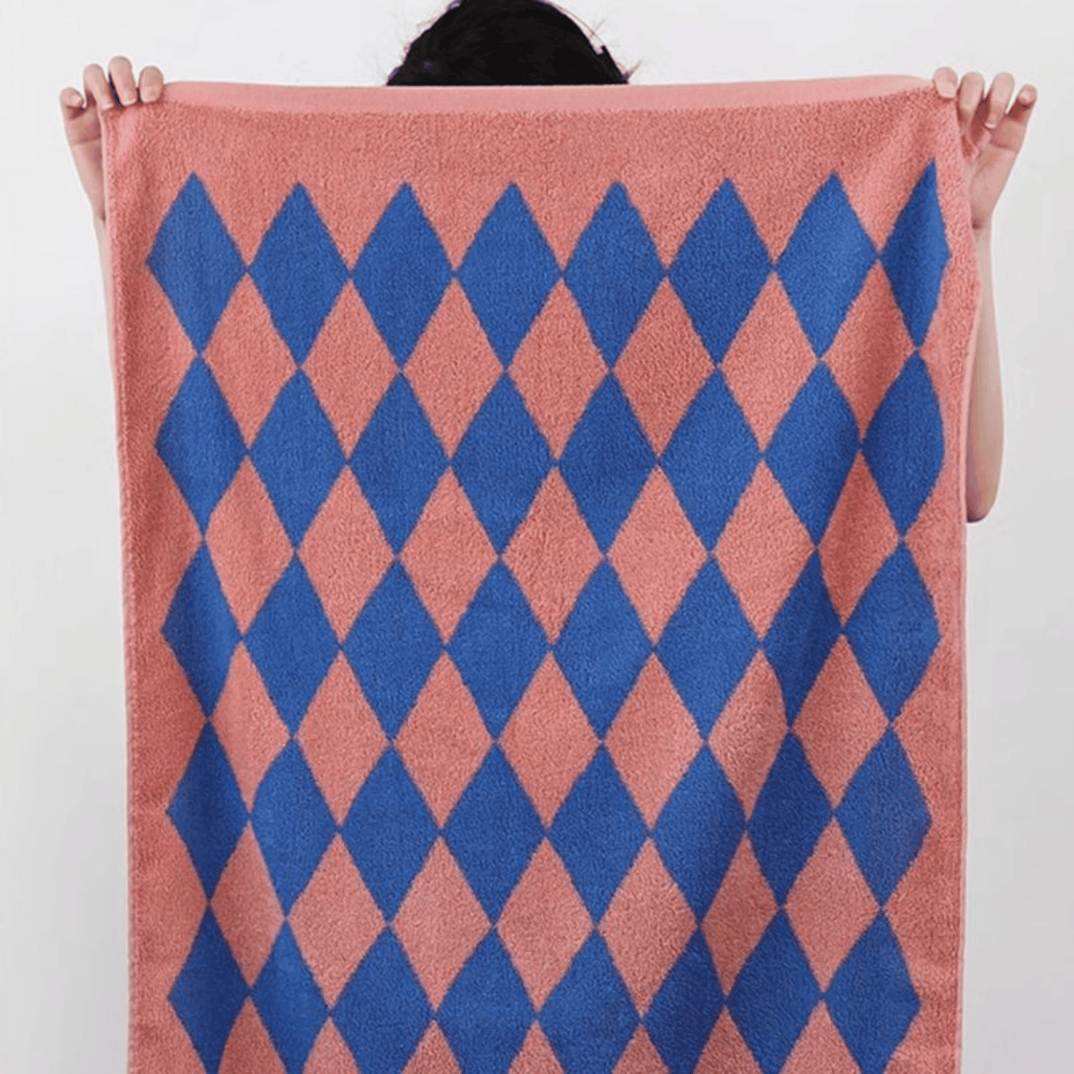 Baumwollhandtuch in Blau mit Streifen, 100 % Baumwolle, Badezimmer, Gesichts- und Badetuch, Jacquard, Retro-Design, saugfähig | Sansoti