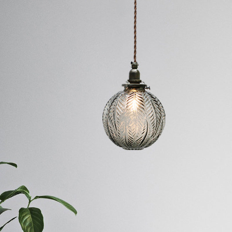 Glazen Hanglamp met Veerdesign – Rookgrijs of Transparant Glas – E14 Fitting – Koloniale Stijl | Sansoti