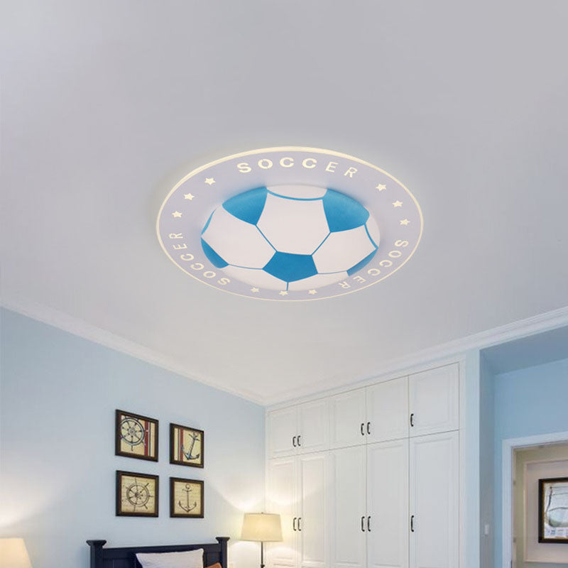 Plafonnier LED ballon de football chambre d’enfant 42 cm noir bleu acrylique spot de plafond éclairage sportif chambre de garçon | Sansoti