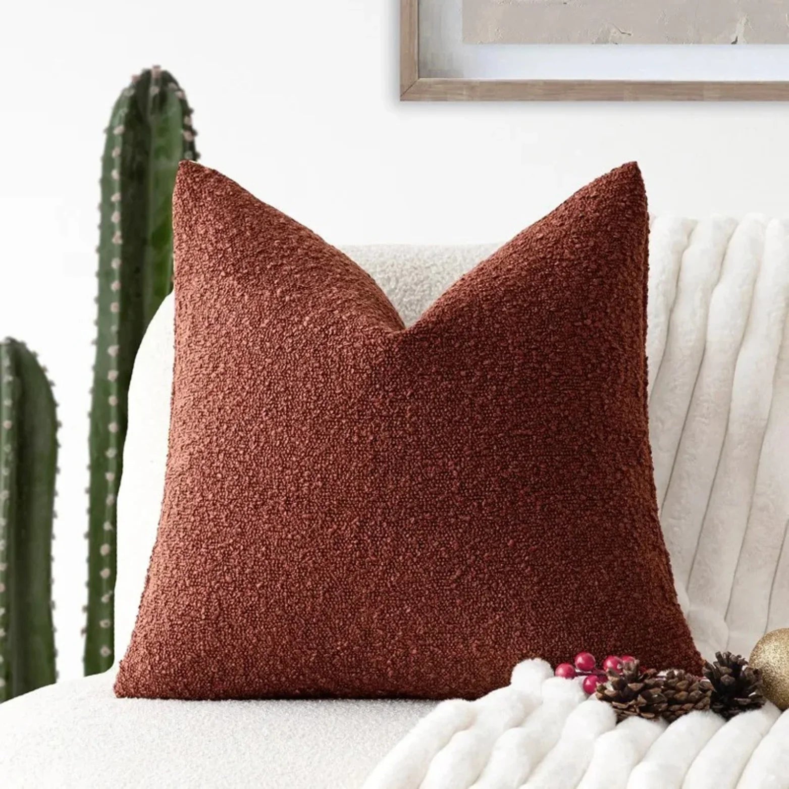 Kissenbezug Bouclé Luxus 45x45 Weiches Minimalistisches Design | Restfield