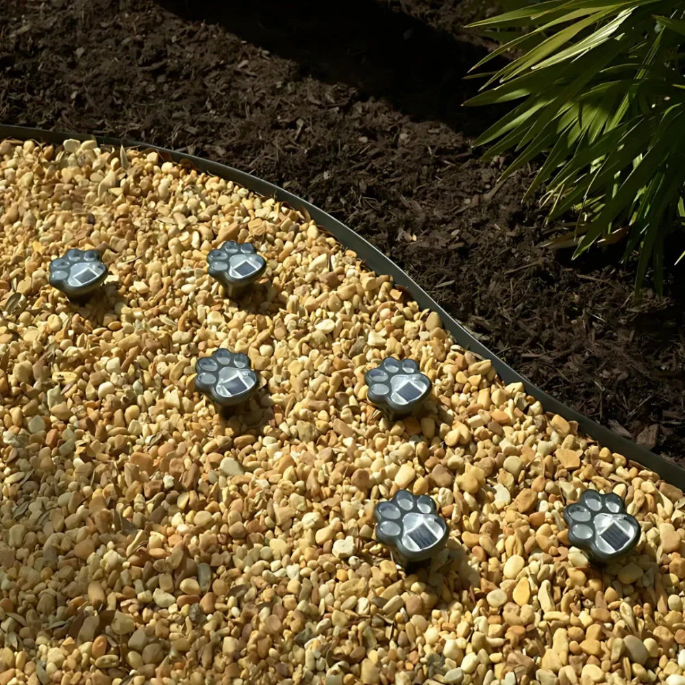 Solar Garden Lighting Paw Print Shaped LED Warm White Decorative Path Light for Outdoor | Sansoti