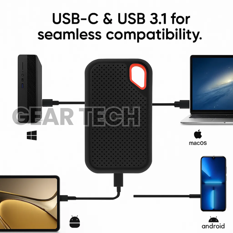 Externe SSD Harde Schijf 2TB – Compacte Draagbare Opslag met USB-C voor PC, Laptop en Mac | Sansoti