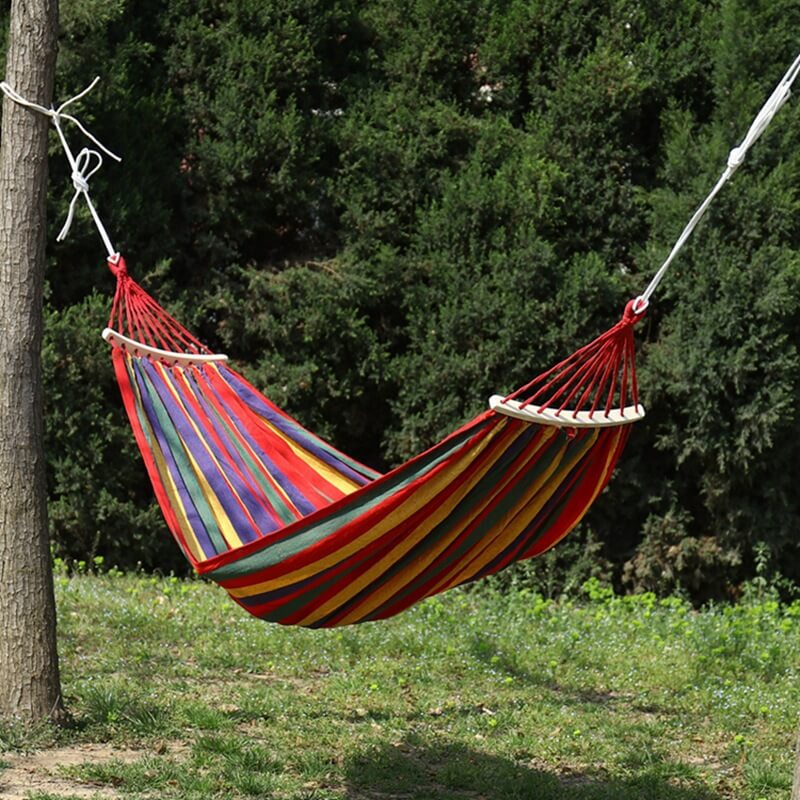 Hängematte Baumwolle Polyester 200x150cm Tragbar Innen Außen Camping Garten 200kg