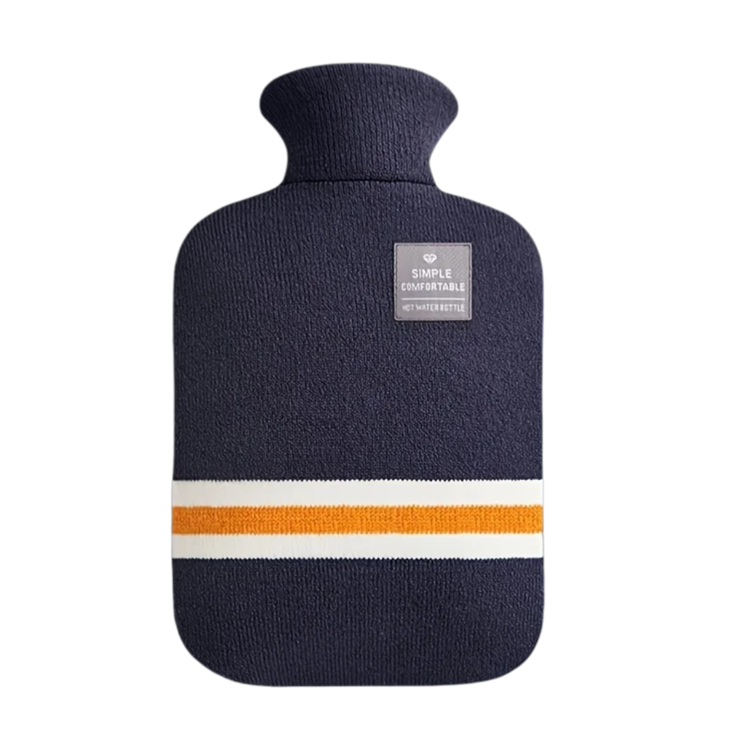 Wärmflasche mit Strickbezug, 1 Liter, wärmespeichernd, komfortabel für kalte Wintertage, Entspannung zu Hause und Wellness | Sansoti