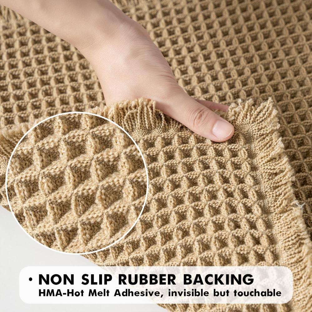 Badmat Wafelstructuur Absorberend Antislip Beige Badkamer Douchemat Sneldrogend Zacht Vloermat Spa Stijl | Sansoti
