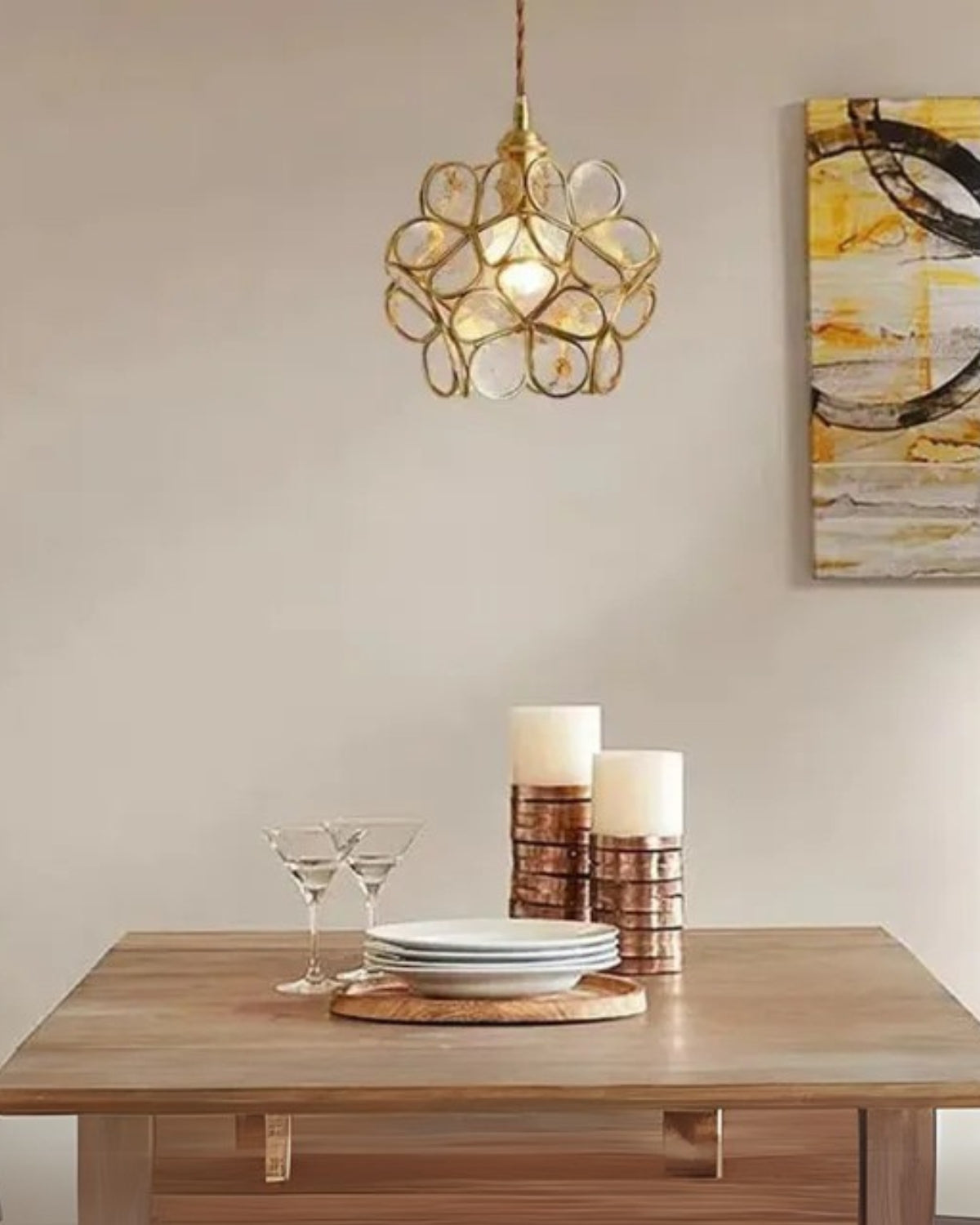 Handgemaakte Hanglamp met Acryl Bloem en IJzeren Frame Transparant Roze Blauw Beige voor Eetkamer Woonkamer Slaapkamer | Sansoti