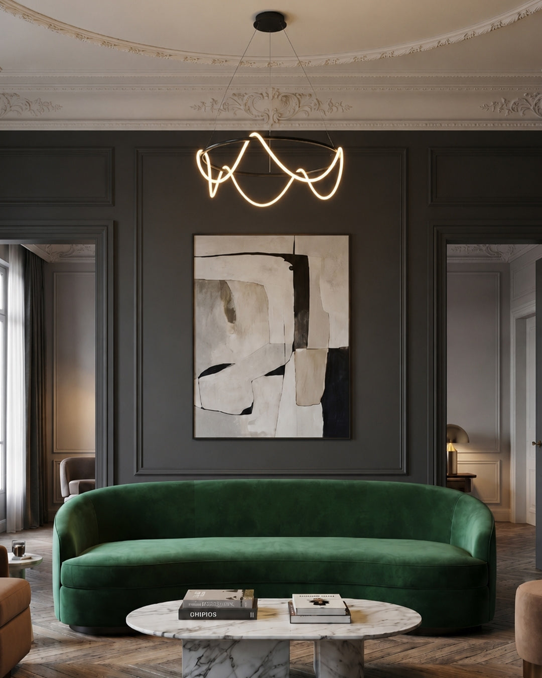 LED-design hanglamp met metalen koordstructuur zwart satijn 100 cm dimbaar warm wit modern interieur eetkamer keukeneiland | Sansoti