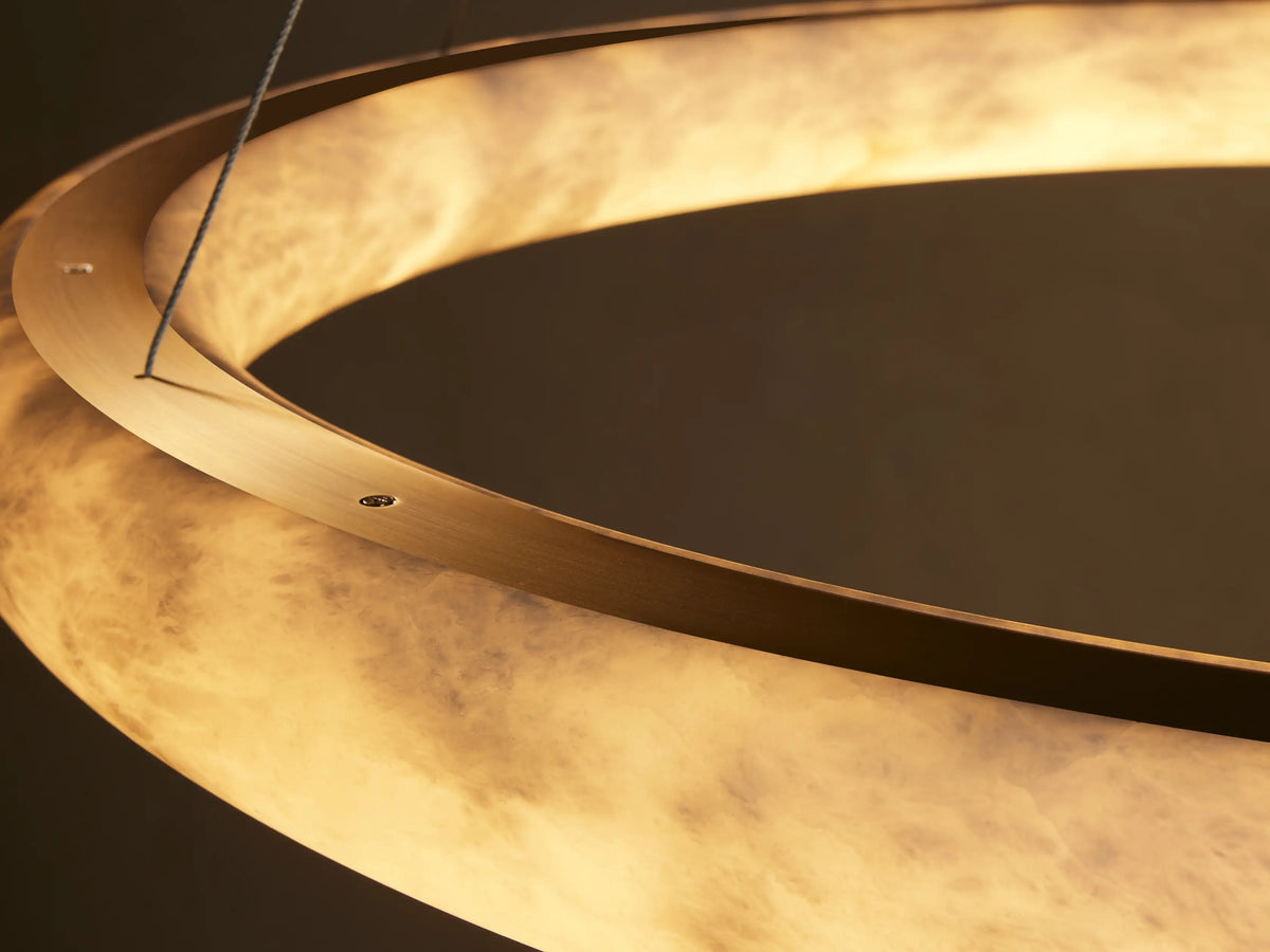 Ronde Kroonluchter Albast 91cm Dimbaar LED Geïntegreerd Hangend Plafondlamp Modern Design Woonkamer Eetkamer | Sansoti