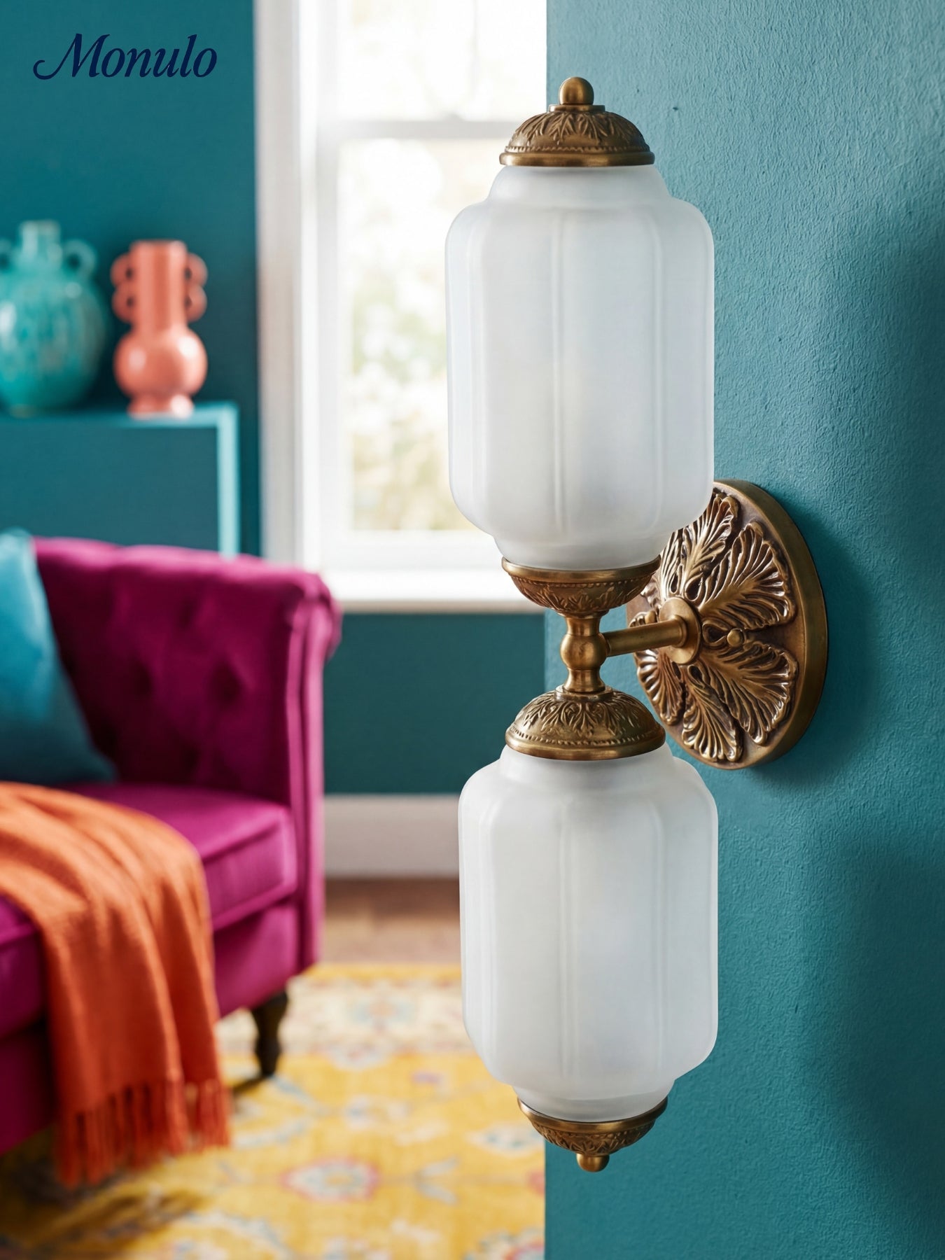 Vintage Glazen Wandlamp Horizontaal Model Eloise Lichtbron voor Woonkamer en Gang | Sansoti