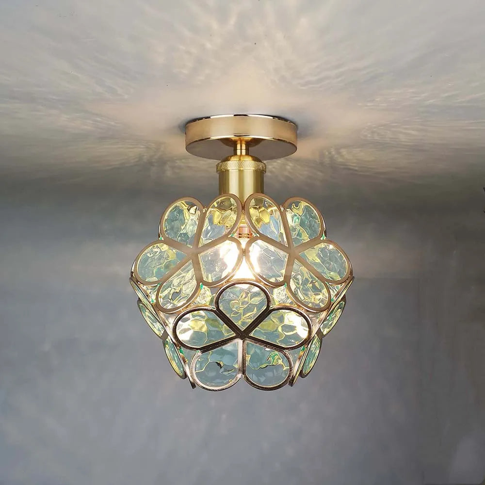 Floyem Flower Deckenleuchte 20cm Acryl Gold Flur Schlafzimmer Blumen-Design Beleuchtung kompakte Deckenleuchte Flurlampe | Restfield
