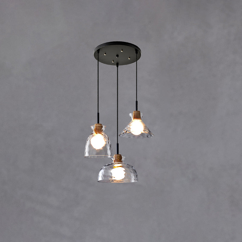 Hanglamp Glas Hout Transparant E26 Woonkamer Slaapkamer Eetkamer Pendellamp Glazen Kap Bell Cone Bowl Industrieel Retro | Sansoti