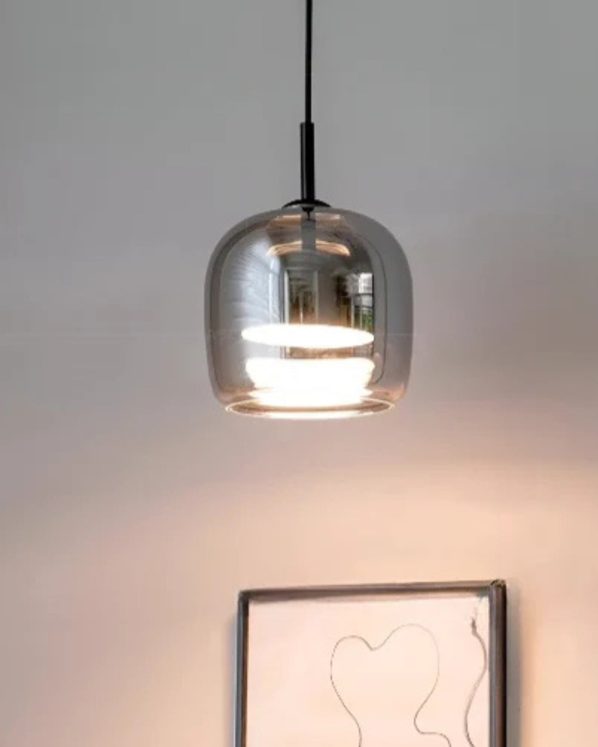 Hanglamp Rookglas met LED Verlichting Goud Zwart Amber Dimbaar Eetkamer | Scandinavische Glazen Plafondlamp Metalen Finish Keukeneiland Moderne Verlichting Woonkamer Design | Sansoti