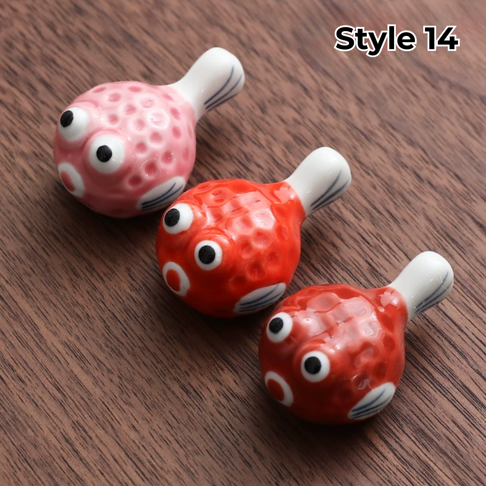 Ceramic Chopstick Rest with Animal and Fruit Motifs – Set of 3 | Sansoti