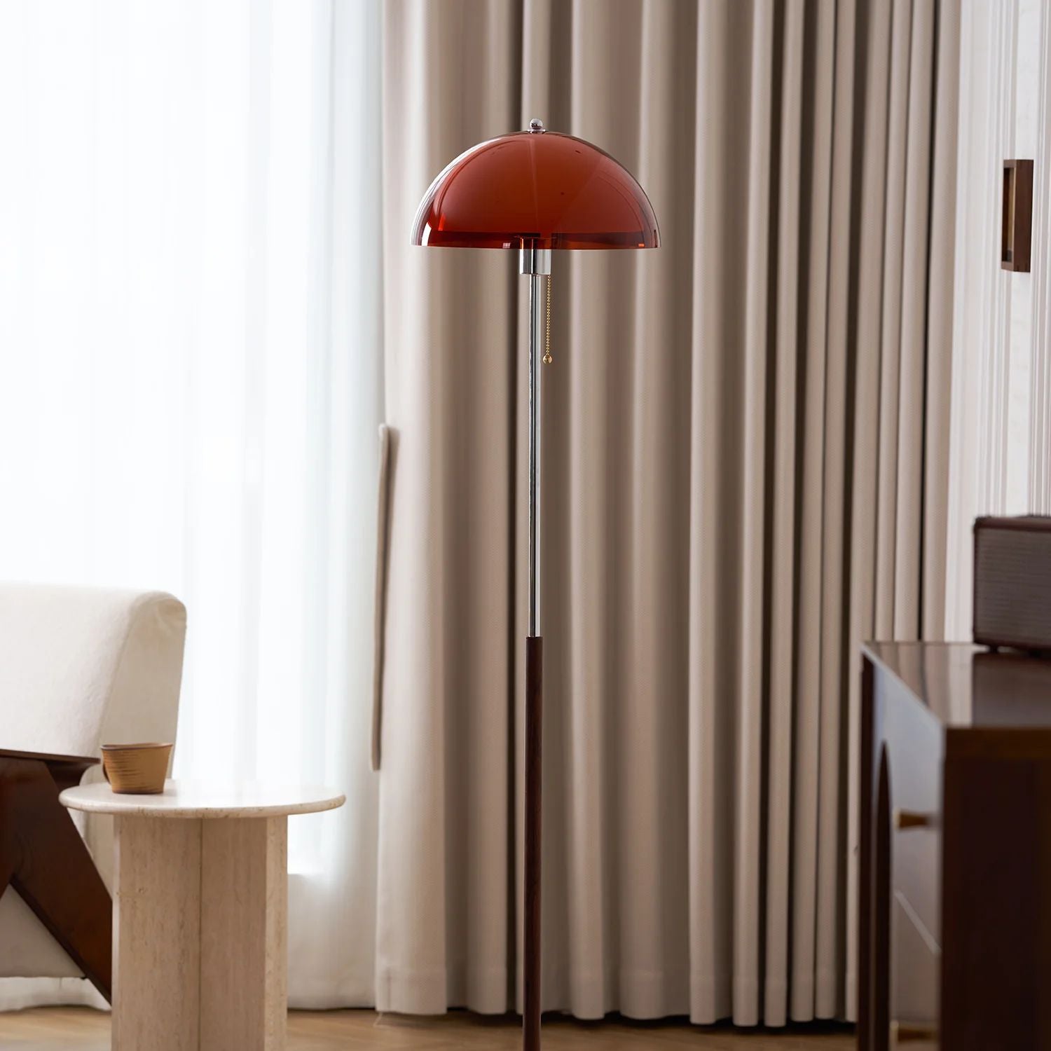 Tavino Stehleuchte Holz Metall Bernstein Wohnzimmer Leselampe Retro Design Stimmungslicht Moderne Stehlampe | Restfield