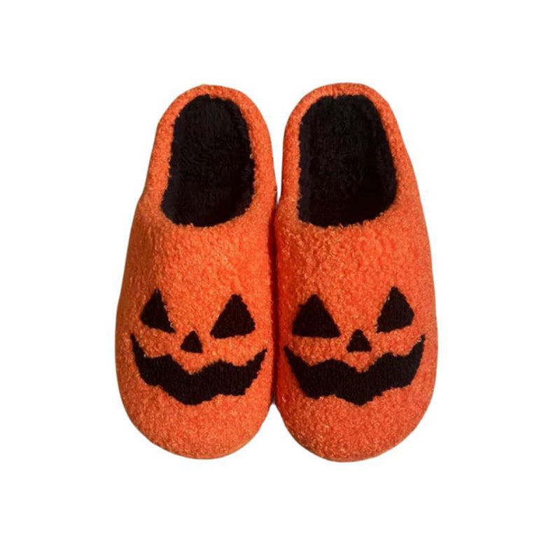 Halloween-Hausschuhe mit Kürbis- oder Geistermotiv, rutschfester Sohle, warmem Plüsch, bequem, unisex, Größe 37-44 | Sansoti