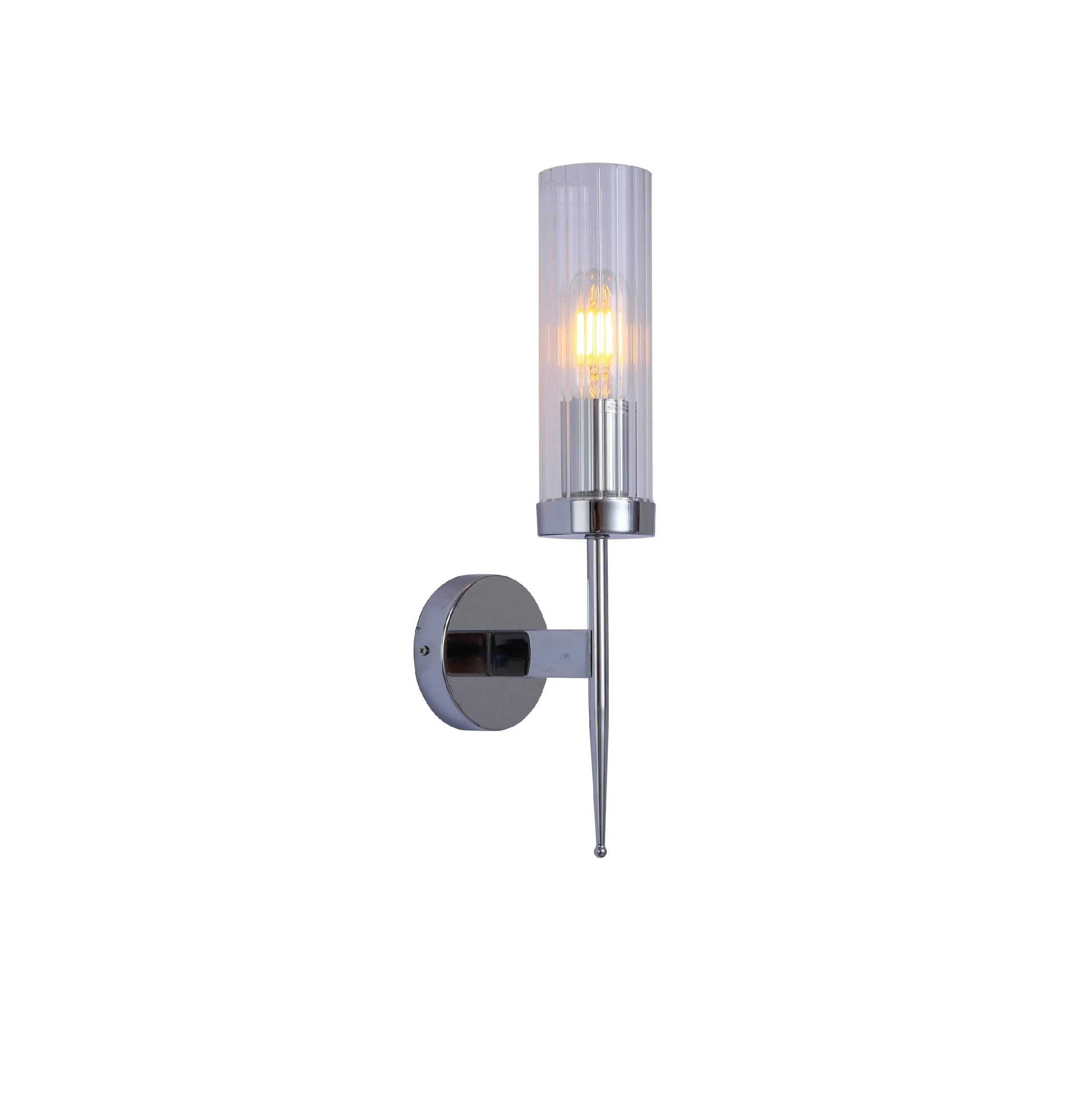 Applique Murale Verre Cannelé Vintage Art Déco E27 Or Chrome Nickel Noir Dimmable Cylindre | Restfield