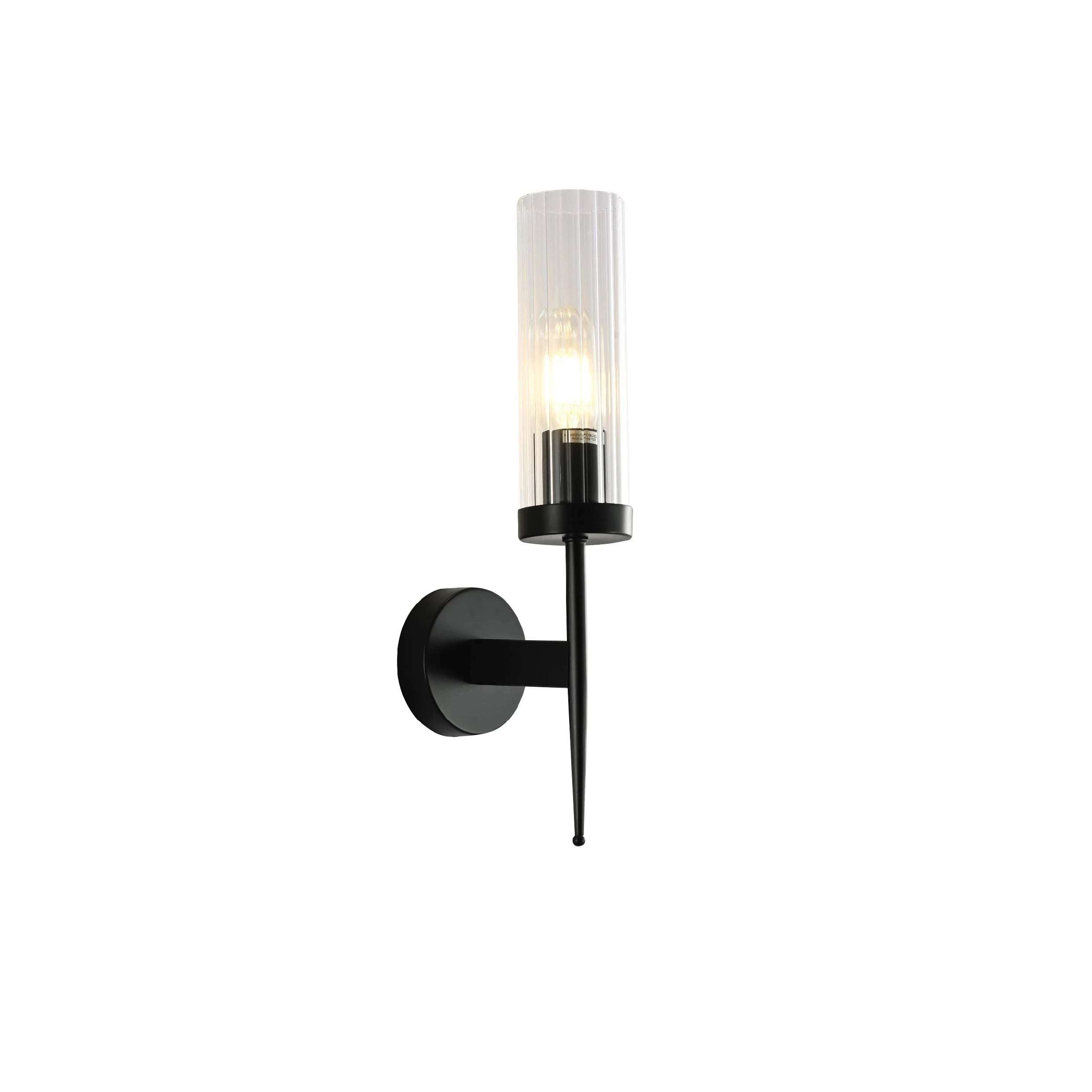 Applique Murale Verre Cannelé Vintage Art Déco E27 Or Chrome Nickel Noir Dimmable Cylindre | Restfield