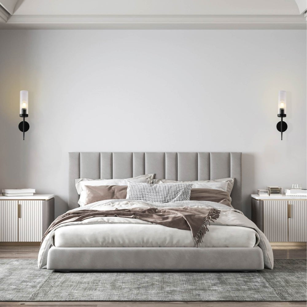 Applique Murale Verre Cannelé Vintage Art Déco E27 Or Chrome Nickel Noir Dimmable Cylindre | Restfield