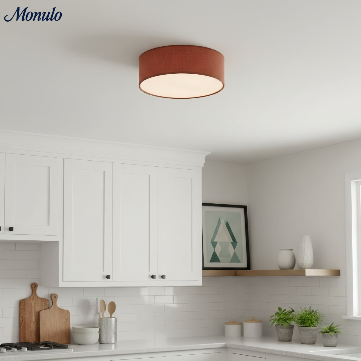 Plafondlamp met Linnen Kap – Drumvorm Ø30/45cm – Modern Scandinavisch Design – Elegante Verlichting Woonkamer Slaapkamer Eetkamer | Sansoti