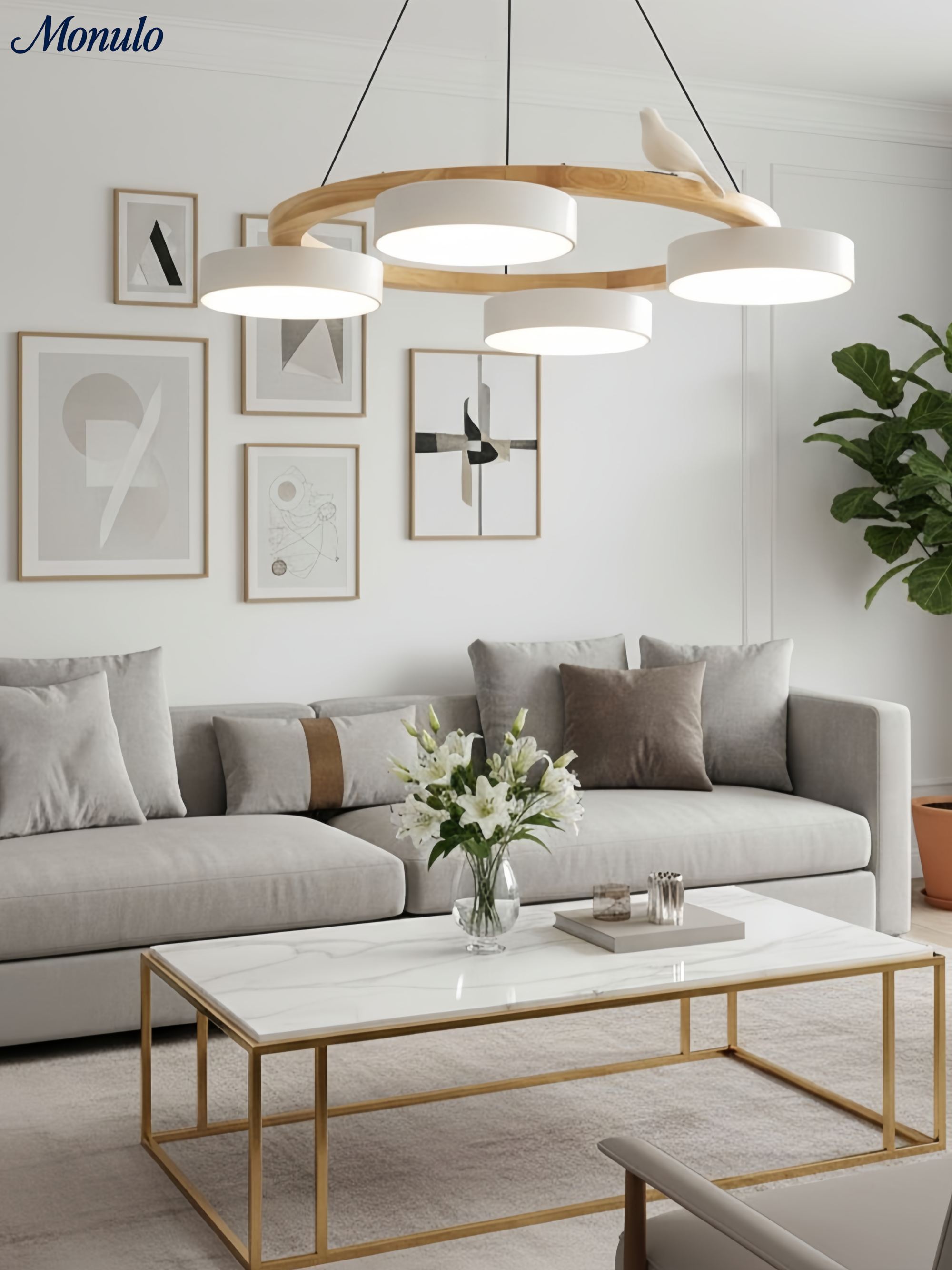 Decoratieve Vogelkroonluchter met Gekleurde Cirkels voor Eetkamer en Woonkamer | Sansoti