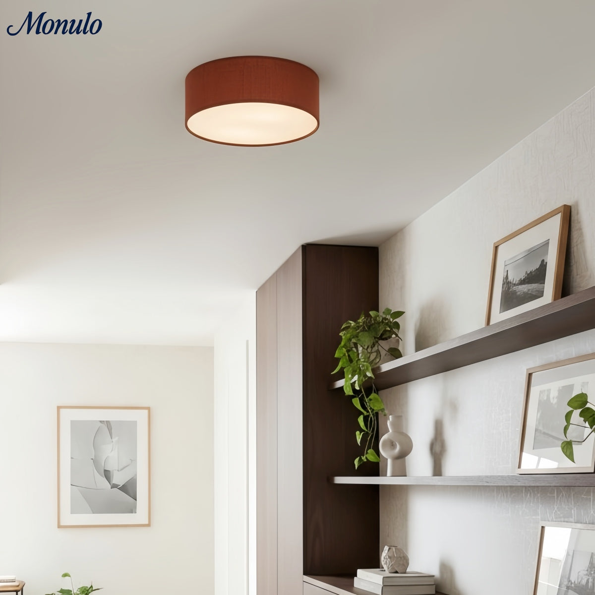 Plafondlamp met Linnen Kap – Drumvorm Ø30/45cm – Modern Scandinavisch Design – Elegante Verlichting Woonkamer Slaapkamer Eetkamer | Sansoti