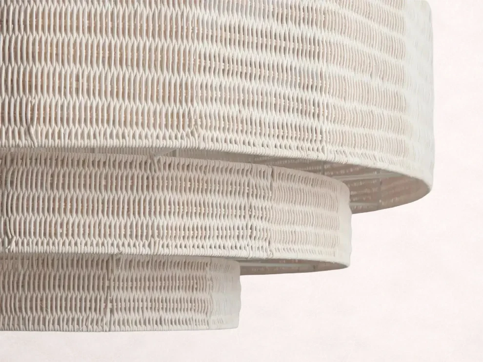 Lustre en rotin tressé, structure en fer à plusieurs niveaux, hauteur réglable, suspension pour éclairage de salle à manger et de salon | Sansoti