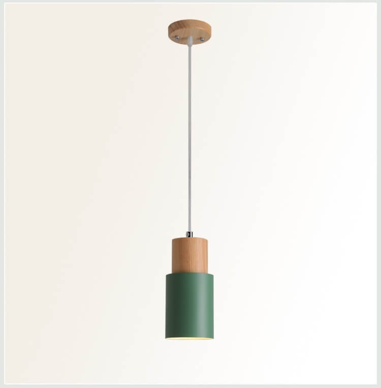 Hanglamp Hout Aluminium Cilinder Kleur E26 120cm Snoer Scandinavisch Woonkamer Eetkamer | Sansoti