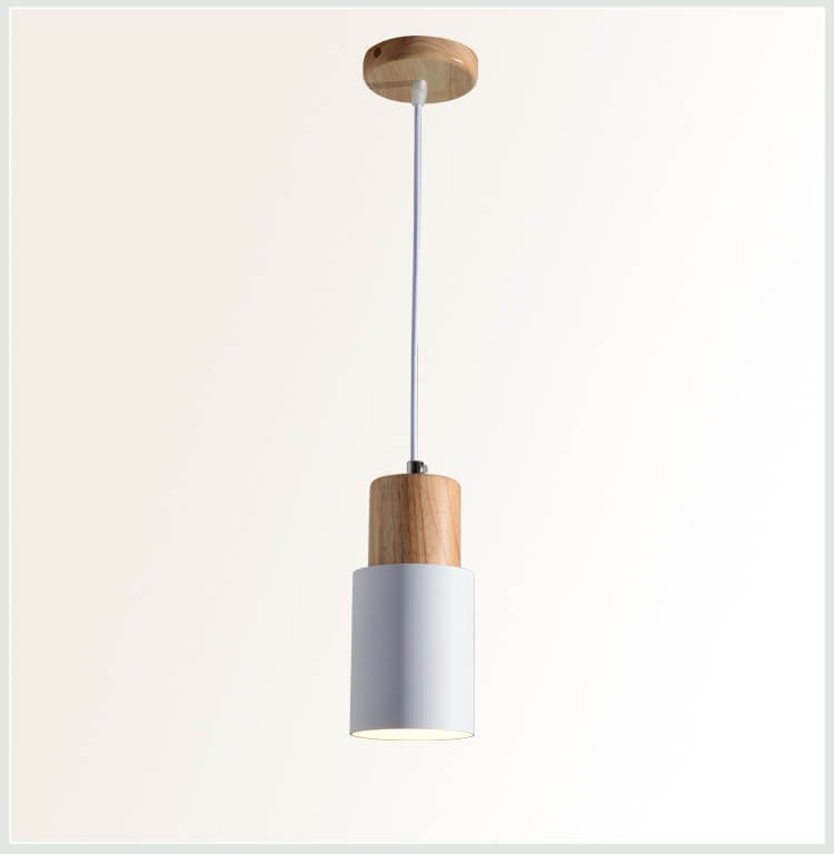 Hanglamp Hout Aluminium Cilinder Kleur E26 120cm Snoer Scandinavisch Woonkamer Eetkamer | Sansoti